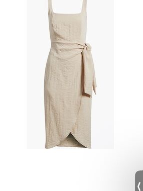 Sam Edelman Neutral Beige Linen-Texture Sleeveless Midi Dress